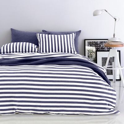 Jersey Bettwäsche gestreift blau