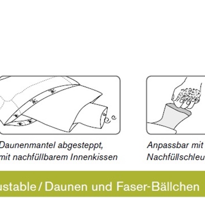 Dorbena ARALIA Stützkissen adjustable / Daunen und Faser-Bällchen