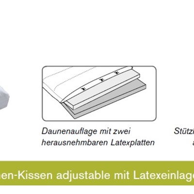 Dorbena CORONILLA Daunen-Kissen adjustable mit Latexeinlagen