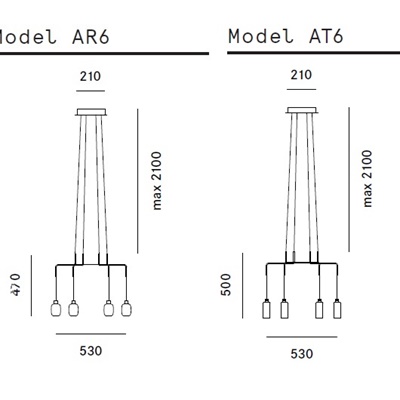 Prandina CHAN AR6, AT6, BR6, BT6  Pendelleuchte