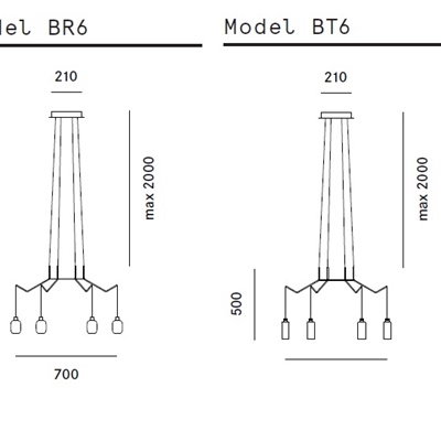 Prandina CHAN AR6, AT6, BR6, BT6  Pendelleuchte