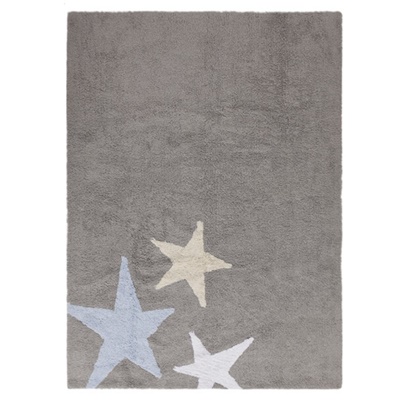 Lorena Canals Baumwolle Teppich Tricolor Stars Grey - Blue