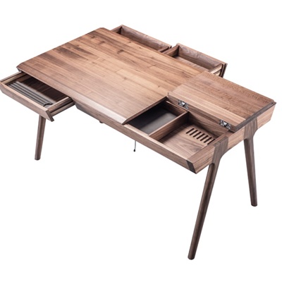 Wewood Massivholz-Schreibtisch METIS Walnuss