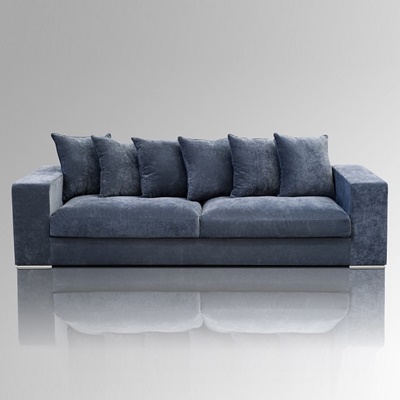 Samt Sofa 4-Sitzer blau